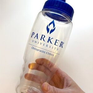 Parker University Plastic Water Bottle with Blue Lid